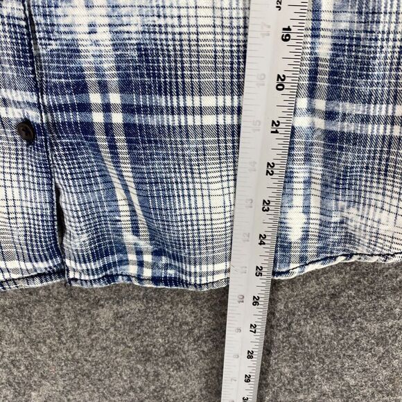 Vanilla Star Shirt Women XL Blue Plaid Button Up Collared Long Sleeve Pockets - Picture 9 of 10
